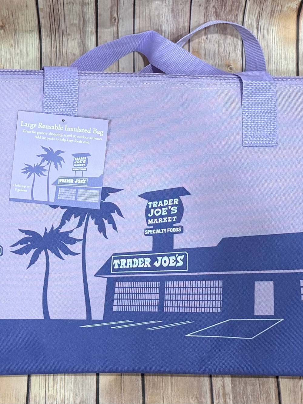 NEW WITH TAGS - Trader Joe's Large Reusable Insulated Bag Lavender PURPLE - Picture 2 of 6